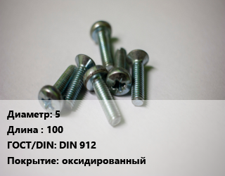 Винт 5х100 DIN 912 оксидированный, 12.9, цена за шт, кг цена от 8.51 Тг / кг, где купить, условия доставки в Алматы и Алматинской области